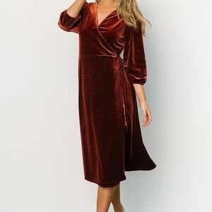 Baltic Born Beckinsale Velvet Wrap Dress | Cinnamon Size 2XL2XL